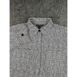 Athleta Shirt Jacket Womens M Textured Button Up Braiden Black White 882490 EUC